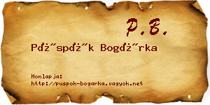Püspök Bogárka névjegykártya